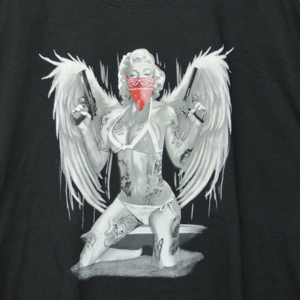 Gildan‎ Black Mens T-Shirt Marilyn Monroe Wings 4XL